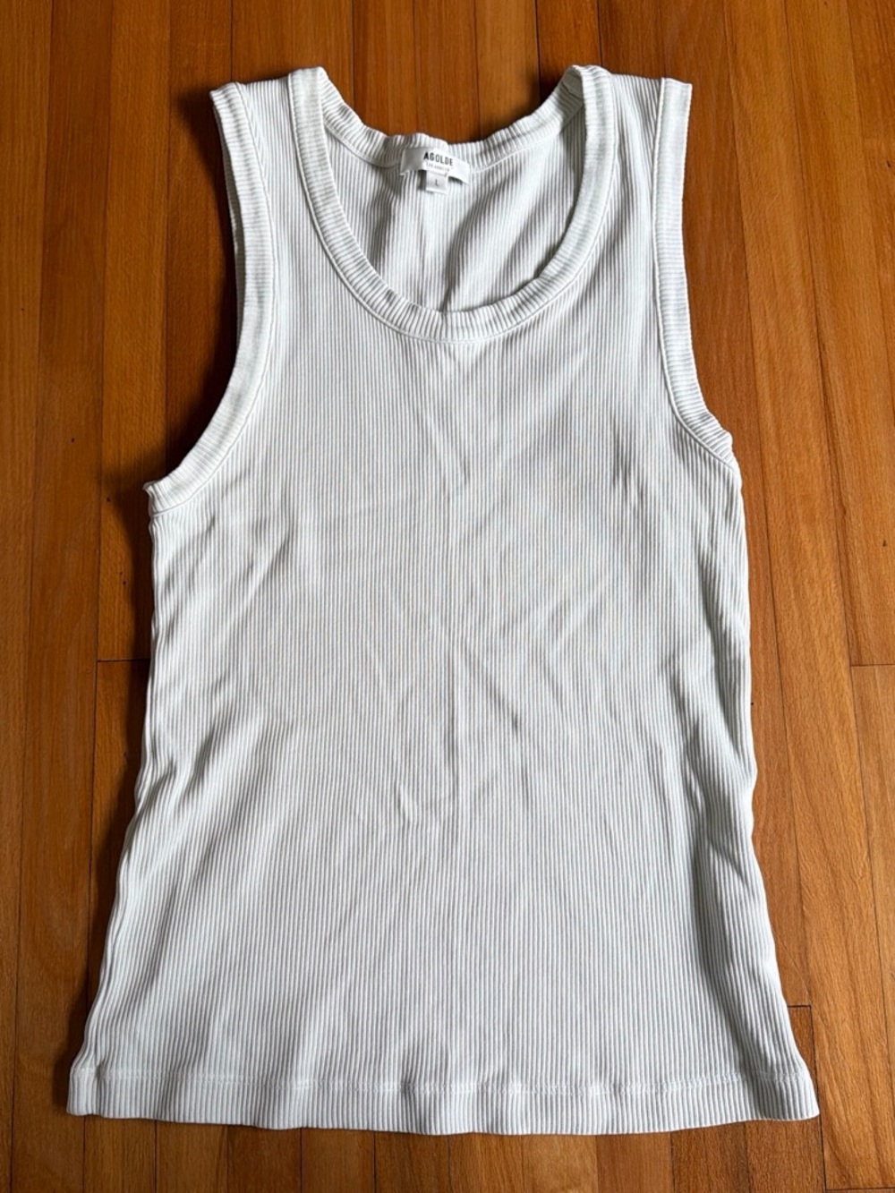 Agolde White Ribbed Tank Top